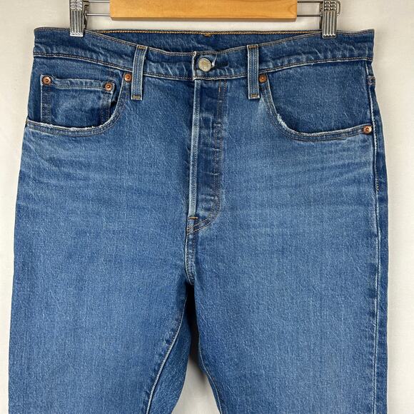Levi's 501 S Skinny Blue Stretch Denim Ankle Jeans Button Fly Women's Size 31x28 - Picture 6 of 11